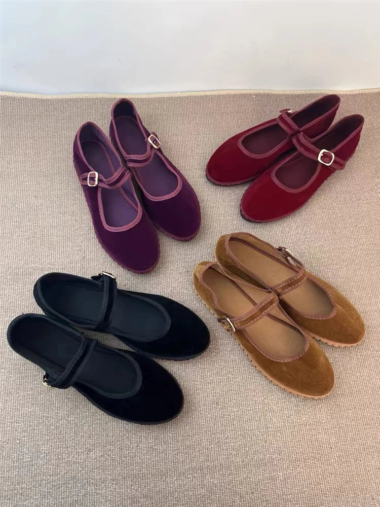 Women's Mary Jane Ballet Flats with Strap Detail - 2