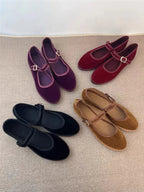 Women's Mary Jane Ballet Flats with Strap Detail - 2