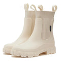 Women's Chelsea Rain Boots with Elastic Panels and Comfort Sole - Beige