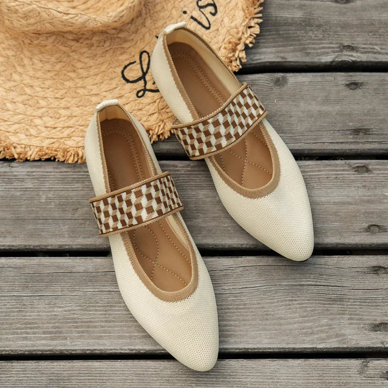Women's Pointed-Toe Ballet Flats with Elastic Ankle Strap - 3
