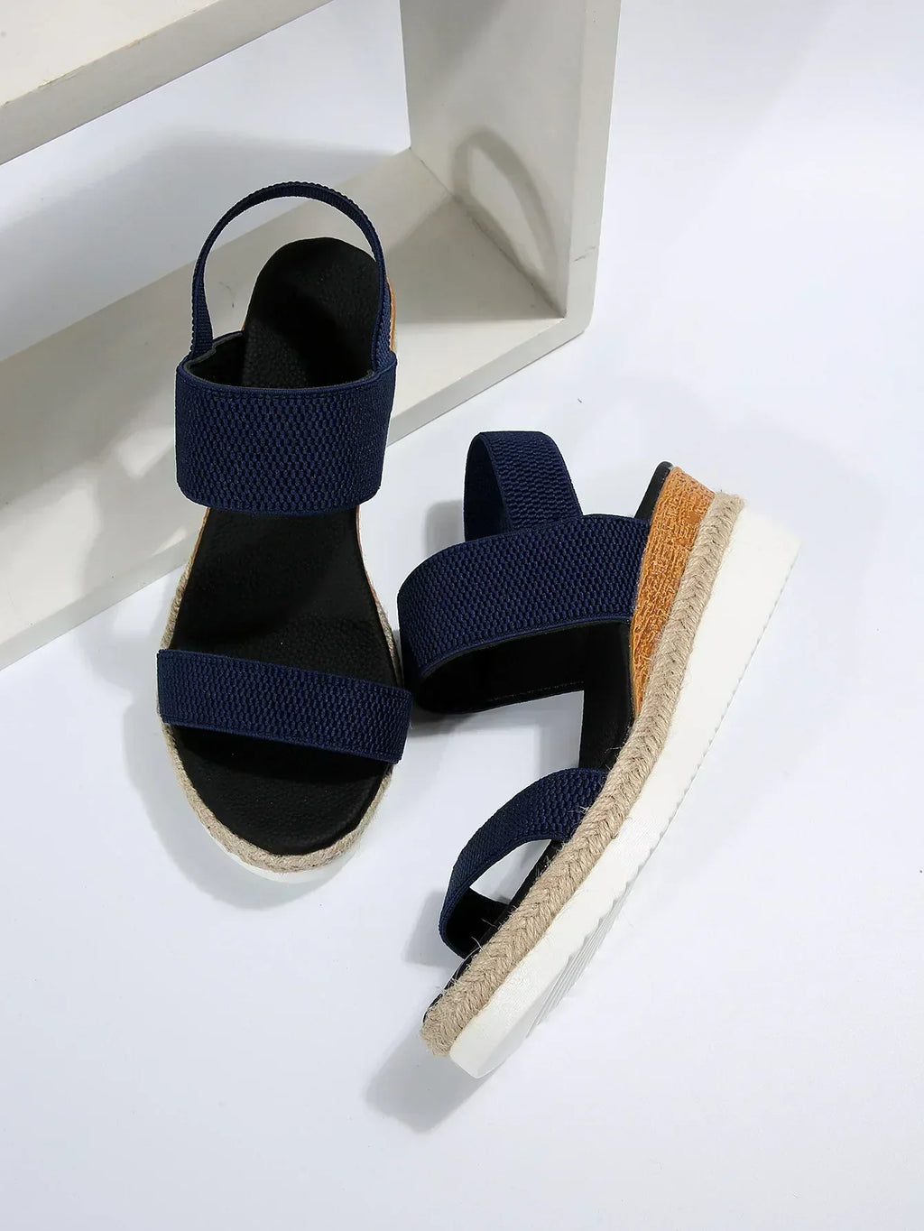 Women's Espadrille Flatform Sandals with Double Strap - 6
