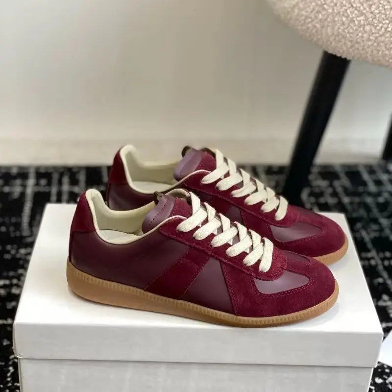 Women's Flatform Sneakers with Lace-Up Front and Panel Design - 5
