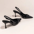 Women's Pointed Toe Slingback Court Shoes with Buckle Strap Heel - 5