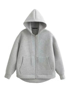 Women's Hooded Zip Jacket with Relaxed Fit and Drop Shoulders - 4