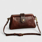 Women's Crossbody Bag with Snap Closure and Adjustable Strap - Coffee