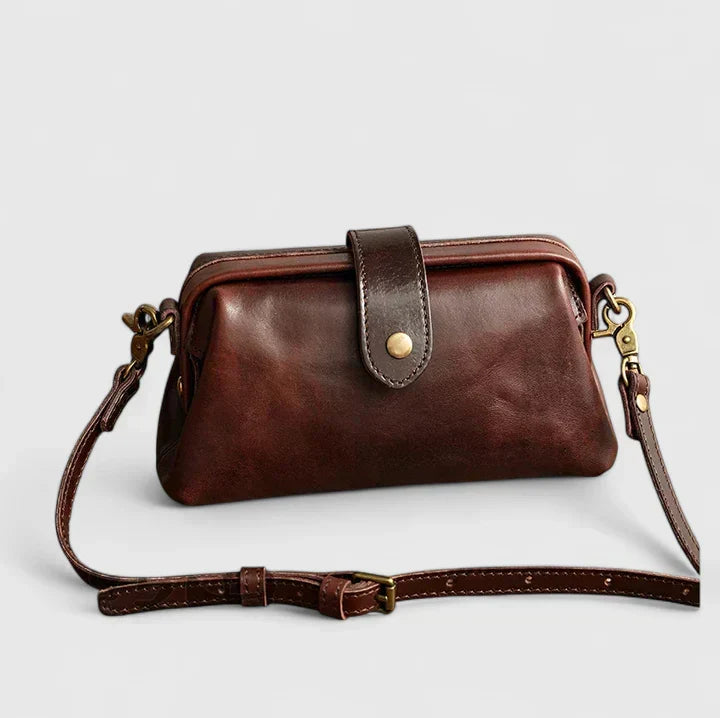 Women's Crossbody Bag with Snap Closure and Adjustable Strap - Coffee