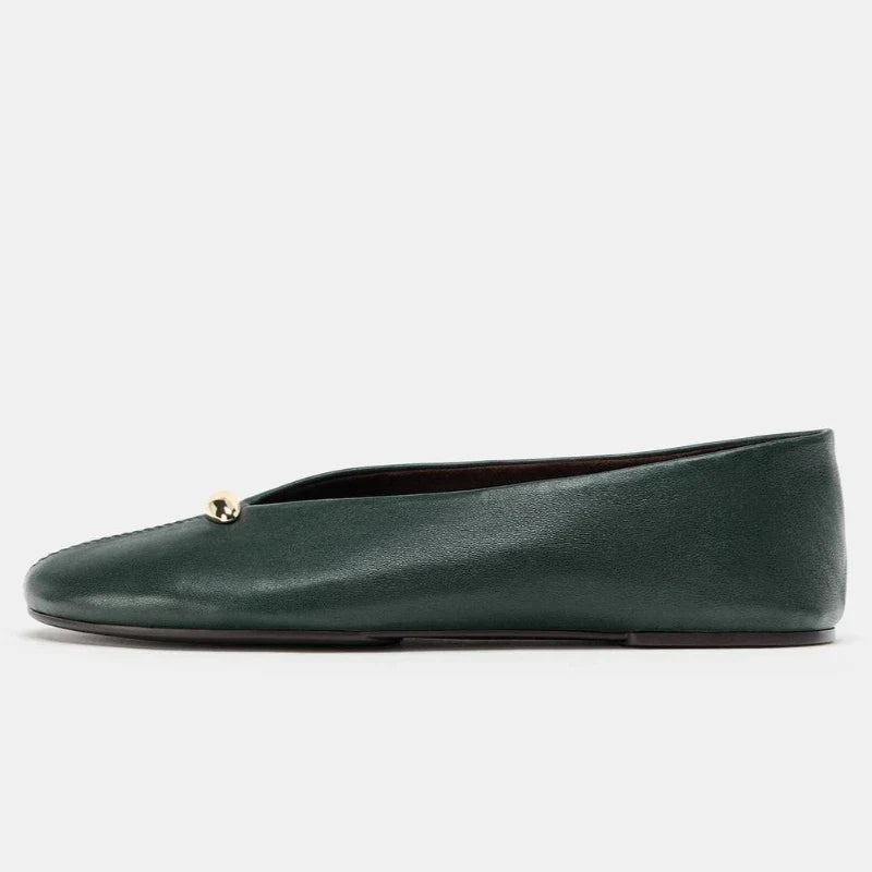 Women's Ballet Flats with Metal Buckle Detail - 4