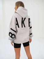 Women's Oversized Hoodie with Letter Print and Longline Fit - 10
