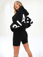 Women's Oversized Hoodie with Letter Print and Longline Fit - 5