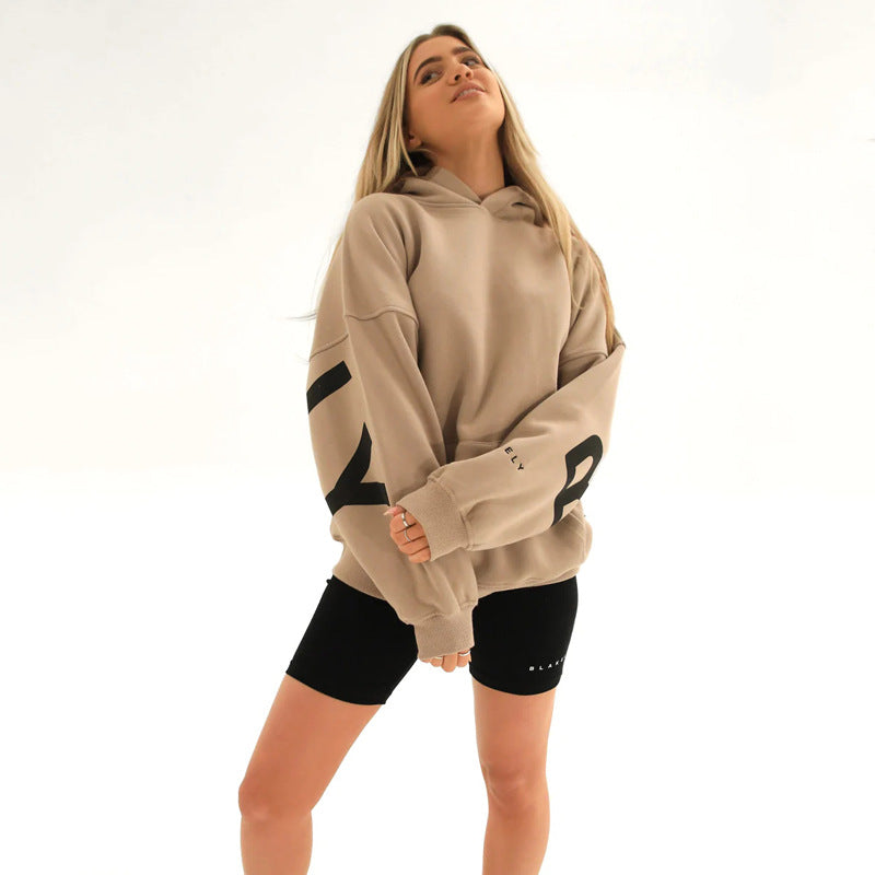 Women's Oversized Hoodie with Letter Print and Longline Fit - 8