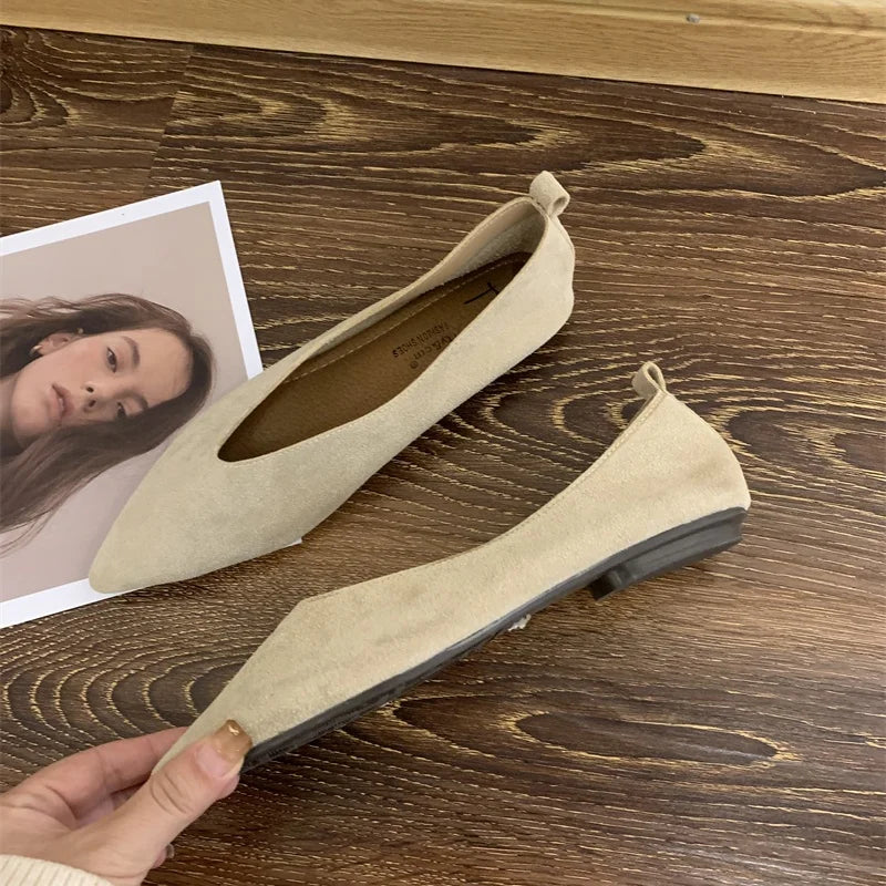 Women's Square-Toe Ballet Flats with Vintage Loafer Silhouette - 11