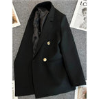 Women's Blazer Double-Breasted with Notched Lapel and Structured Fit - 4