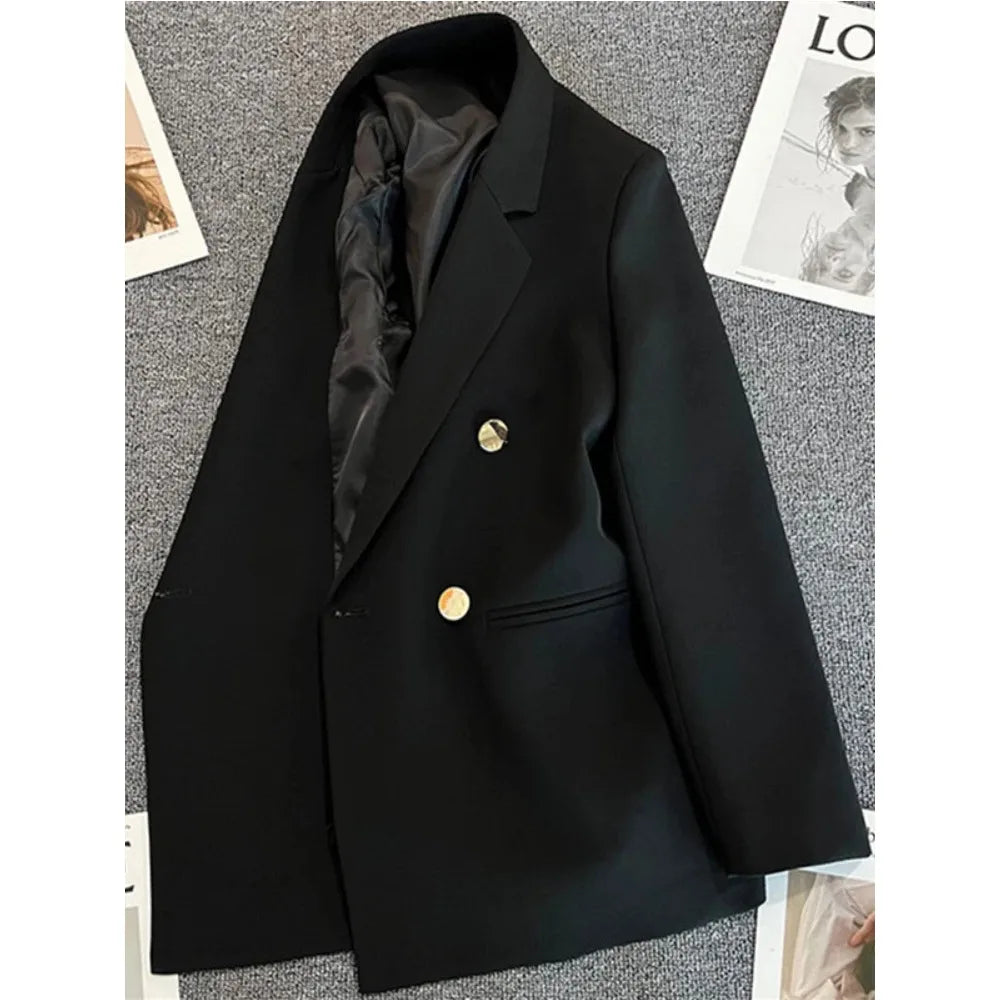 Women's Blazer Double-Breasted with Notched Lapel and Structured Fit - 4