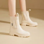 Women's Chelsea Rain Boots with Elastic Panels and Comfort Sole - 12