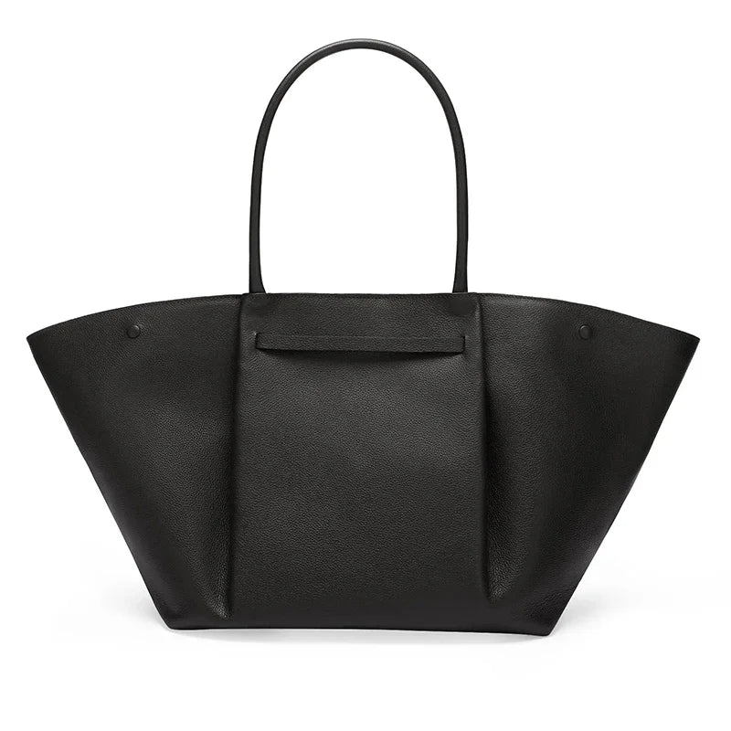 Women's Structured Tote Bag with Gold-Tone Clasp - 10