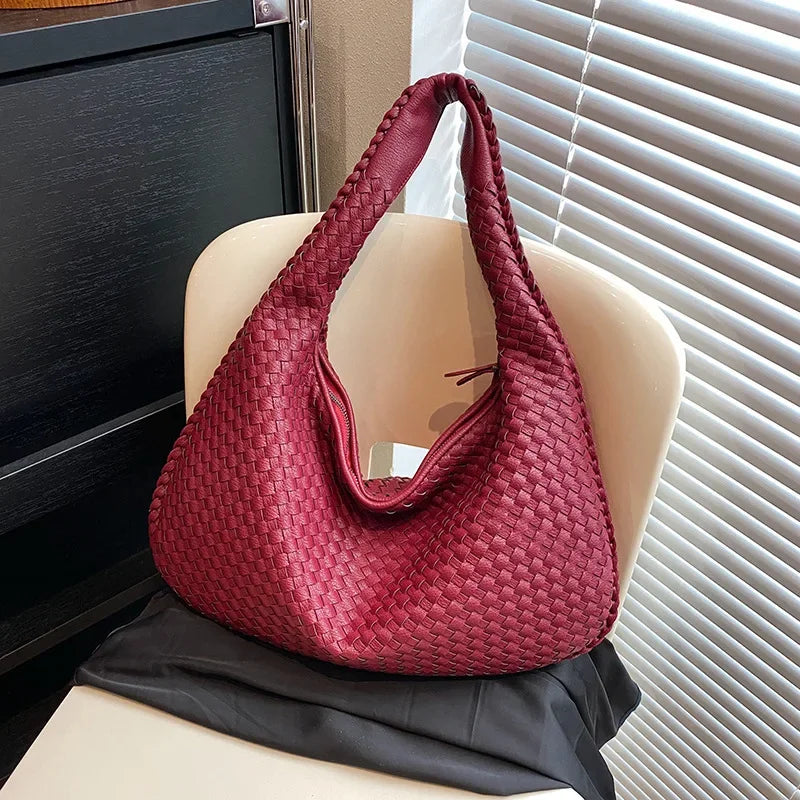Women's Shoulder Bag with Woven Braided Texture - 2