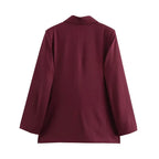 Women's Oversized Longline Blazer with Notched Lapel - 4