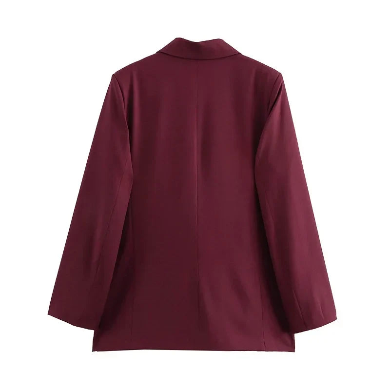 Women's Oversized Longline Blazer with Notched Lapel - 4