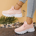 Women's Sneakers with Mesh Upper and Chunky Sole - Pink