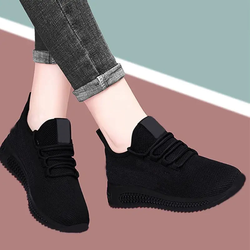 Women's Platform Sneakers with Lace-Up Front - 6
