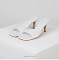 Women's Heeled Sandal with Square Toe - White