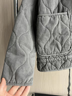Women's Quilted Jacket with Pockets and Drawstring Waist - 9