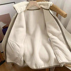 Women's Teddy Coat with High Collar and Zip Pocket - 15