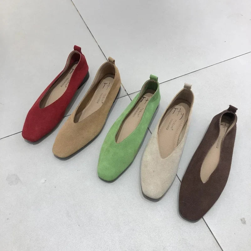 Women's Square-Toe Ballet Flats with Vintage Loafer Silhouette - 6