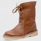 Women's Ankle Boots with Fleece Trim and Lace-Up Front - 9