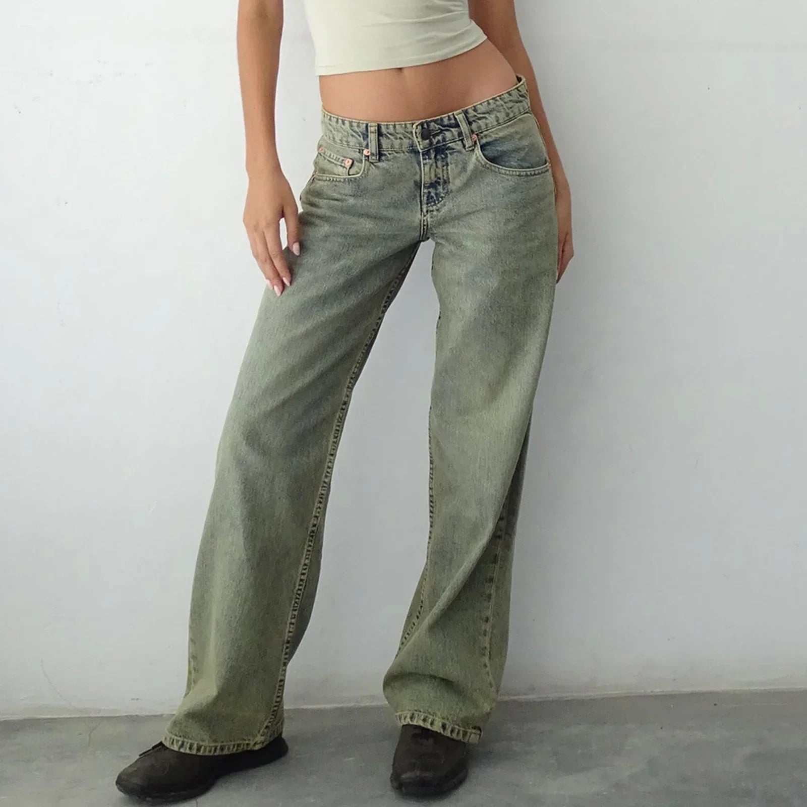 Women Wide Leg Jeans High Waist Relaxed Fit - Wash G