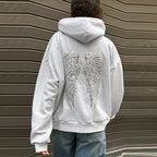 Women's Hoodie with Sequin Angel Wing Back Print - 4