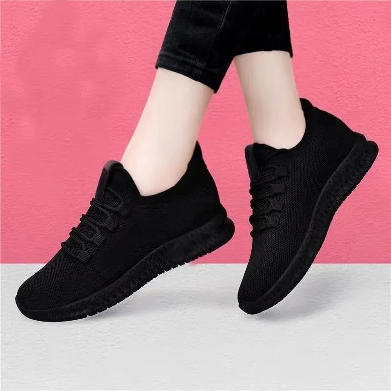 Women's Platform Sneakers with Lace-Up Front - 5