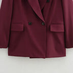 Women's Oversized Longline Blazer with Notched Lapel - 7