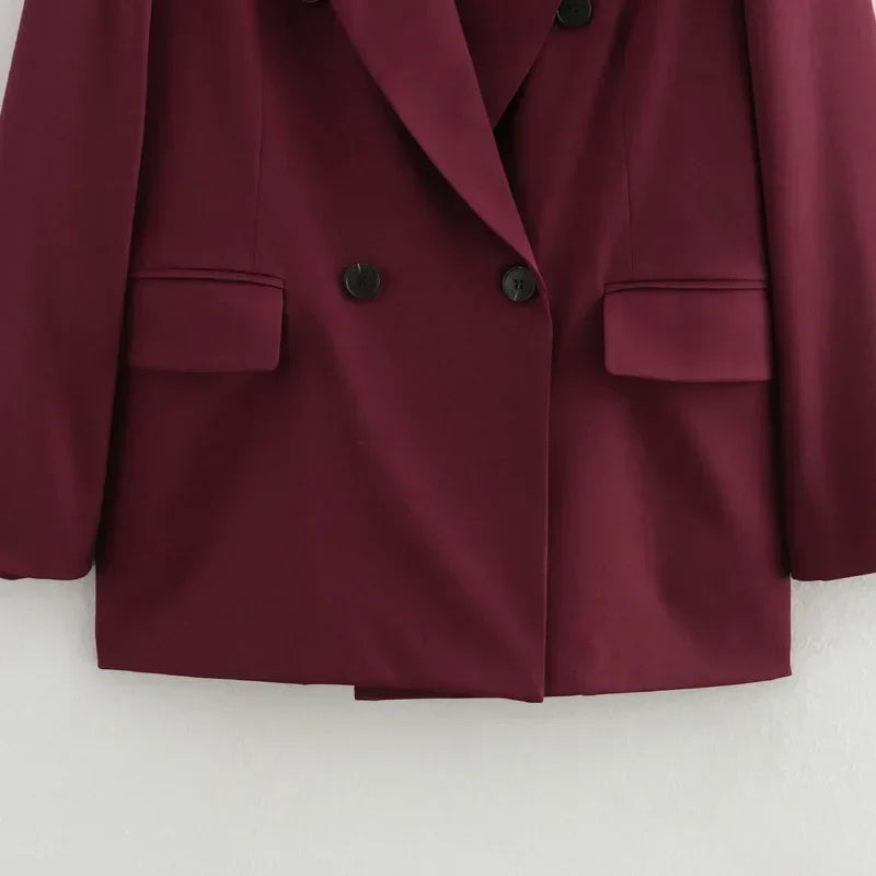 Women's Oversized Longline Blazer with Notched Lapel - 7