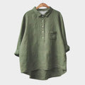 Women's Blouse with Collar and Chest Pocket - Green