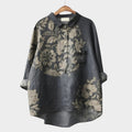 Women's Blouse Long Sleeve with Botanical Print and Round Hem - Pattern 4