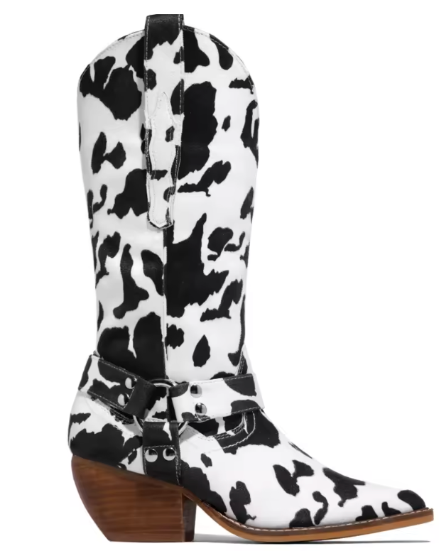 Women's Cowboy Boots with Pointed Toe and Harness Straps - 4