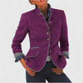 Women's Cardigan with High Collar and Long Sleeves - Purple