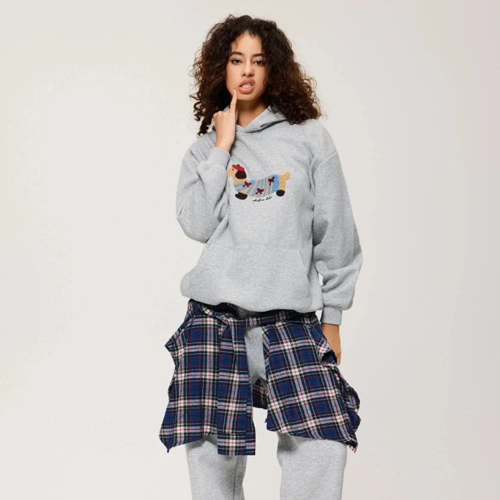 Women's Hoodie with Embroidered Dachshund Design - 4