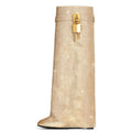 Women's Sparkly Wedge Boots with Crystal-Look Embellishment - Gold