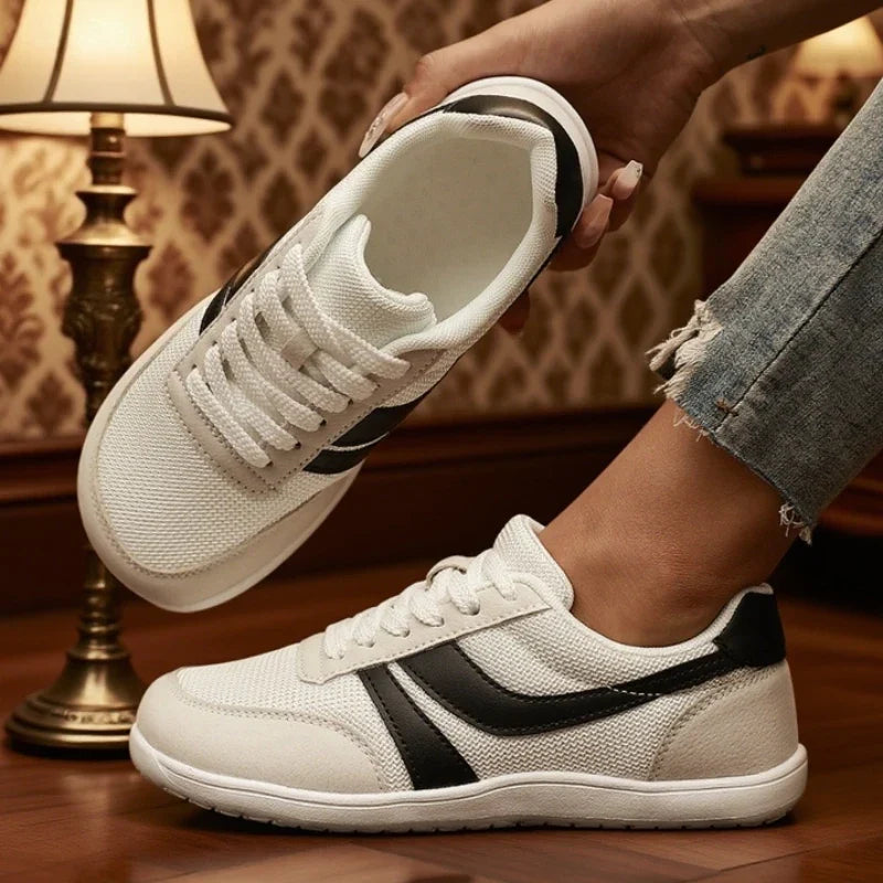 Women's Wide-Fit Canvas Trainers with Lace-Up Front and Flatform Sole - 3