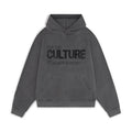Unisex Hoodie with Rhinestone Statement Text and Relaxed Fit - Grey