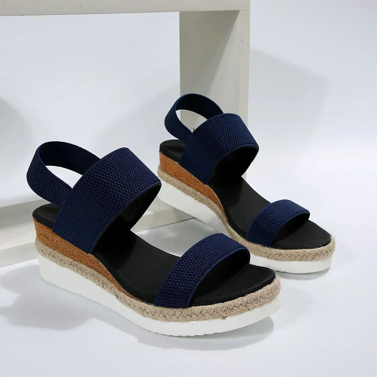 Women's Espadrille Flatform Sandals with Double Strap - 5