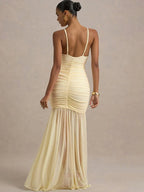 Women's Maxi Dress Sleeveless with V-Neck and Ruched Bodice - 4