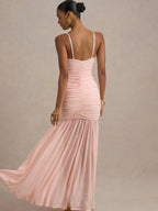 Women's Maxi Dress Sleeveless with V-Neck and Ruched Bodice - 6
