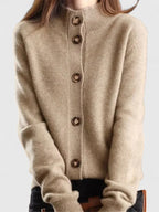 Women's Cardigan Button-Up with Stand Collar - 6