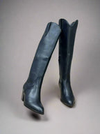 Women's Ankle Boots with Block Heel and Pull-On Style - 4