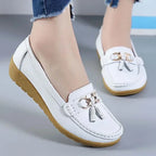 Women's Slip-On Loafers with Tassel Trim and Wedge Sole - 2
