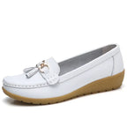 Women's Slip-On Loafers with Tassel Trim and Wedge Sole - 7