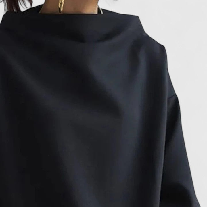 Women's Top High Neck Long Sleeve with Relaxed Silhouette - 8